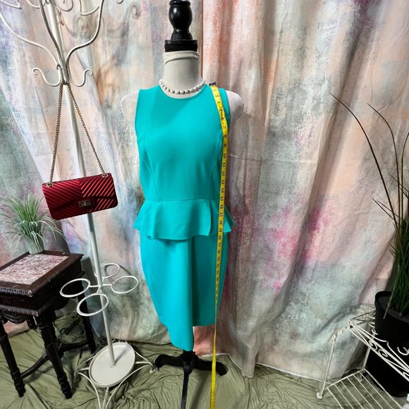 NEW 📌Loft Turquoise Wedding Guest - Semi-Formal Afternoon - Midi Peplum Dress - Picture 7 of 15
